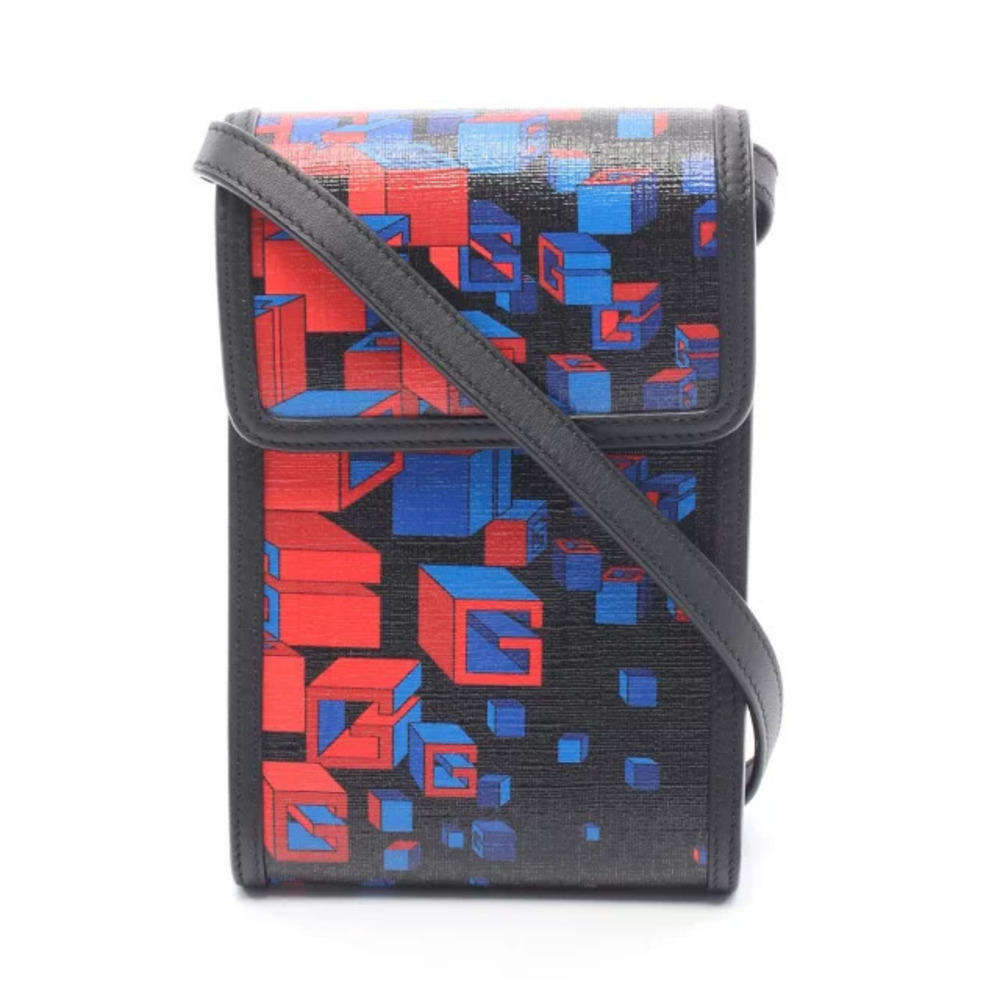 Gucci Square G Space Phone Shoulder Bag Canvas Leather Black Blue Red